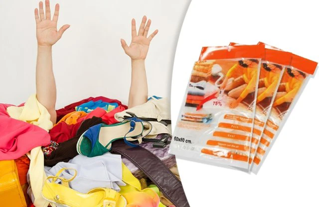 Többször felhasználható vákuumzsák ágyneműk és ruhák praktikus tárolására - 70 x 100 cm