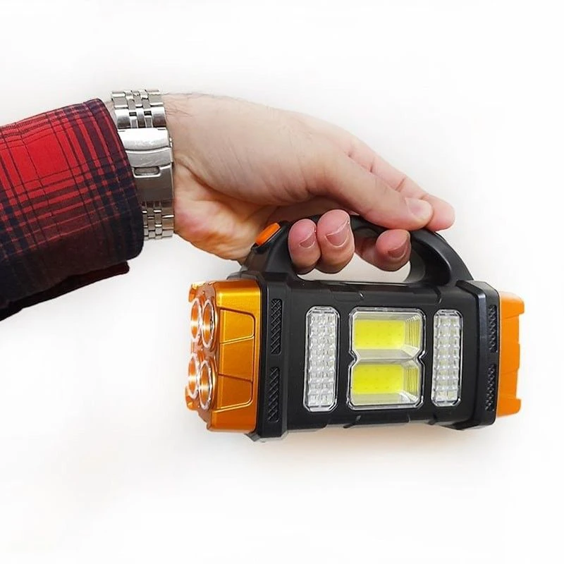 HB-2678 extra erős fényű, 62 LED-es, napelemes kézilámpa és power bank - praktikus lámpa kempingezéshez, horgászathoz, szereléshez