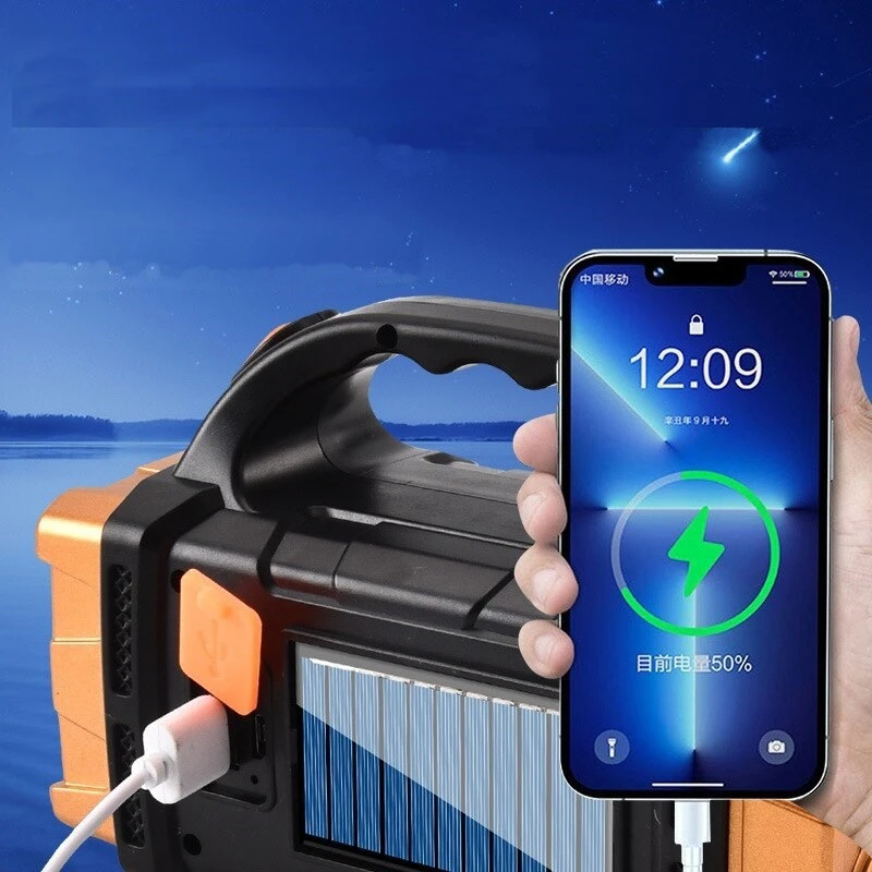 HB-2678 extra erős fényű, 62 LED-es, napelemes kézilámpa és power bank - praktikus lámpa kempingezéshez, horgászathoz, szereléshez