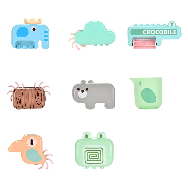 8 részes, vízesést imitáló fürdőjáték vidám állatfigurákkal - elem nélkül működő készségfejlesztő kádjáték forgó kerekekkel élénk színekben