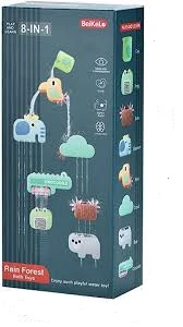 8 részes, vízesést imitáló fürdőjáték vidám állatfigurákkal - elem nélkül működő készségfejlesztő kádjáték forgó kerekekkel élénk színekben