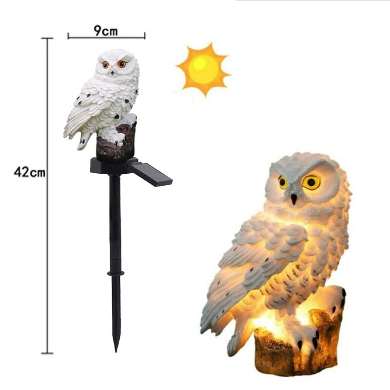 Bagoly alakú LED-es, napelemes kültéri dekor lámpa leszúrótüskével