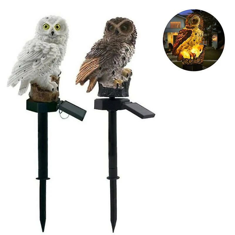 Bagoly alakú LED-es, napelemes kültéri dekor lámpa leszúrótüskével