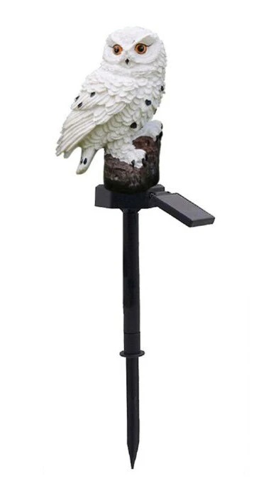 Bagoly alakú LED-es, napelemes kültéri dekor lámpa leszúrótüskével