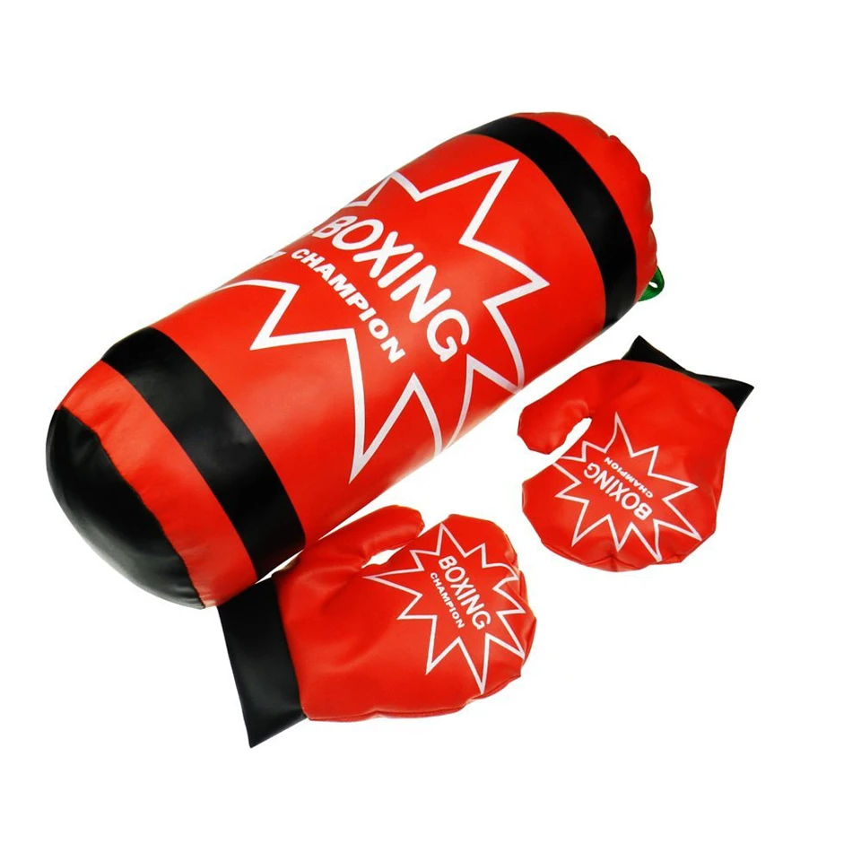 Felakasztható boxzsák boxkesztűvel gyerekeknek - piros - 50x21x21 cm