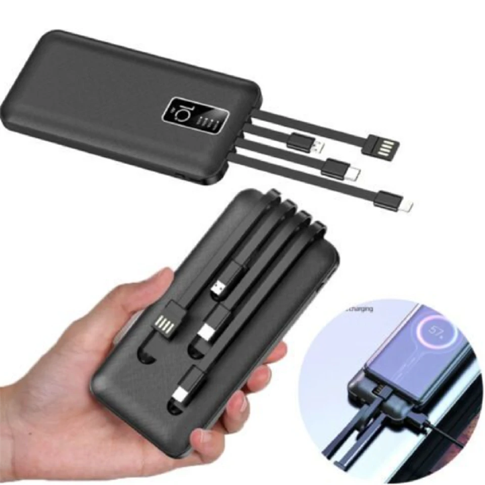 Power bank 4 féle beépített kábellel - 20000 mAh