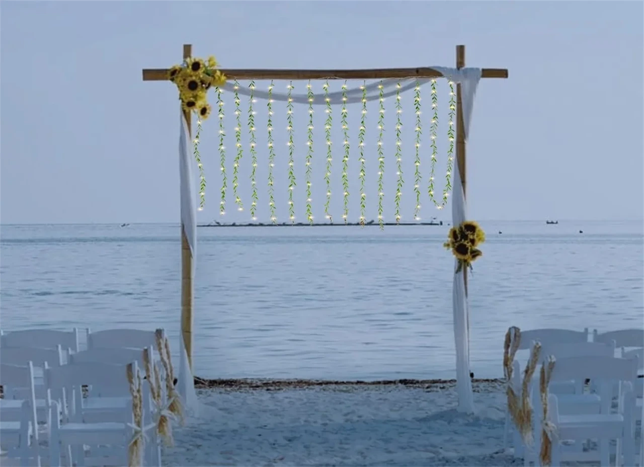 Hangulatos, 3x2m-es karácsonyi fényfüzér levelekkel és hideg fehér fénnyel - 220 V