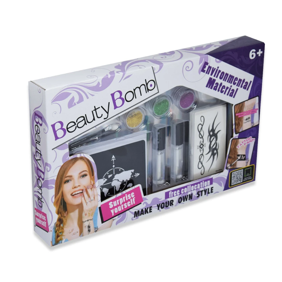 Beauty Bomb tetoválás készítő készlet gyerekeknek - vagány matricákkal, csillámokkal -könnyen lemosható