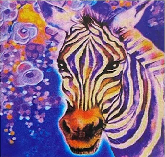 Kézműves strasszkő/gyémánt kirakó készlet sablonnal és strasszkövekkel - zebra - 20 x 20 cm