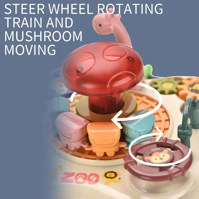 Zenélő, világító állatkertes játék babáknak - színes készségfejlesztő játék állatfigurákkal