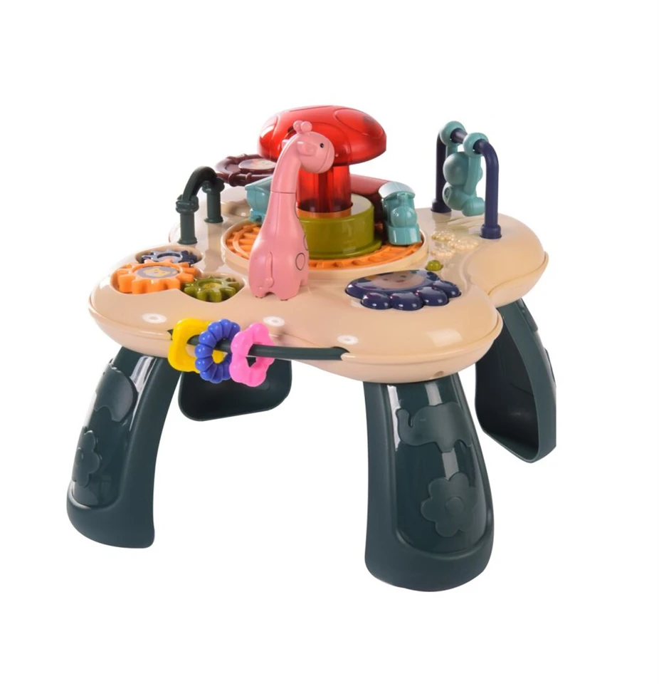 Zenélő, világító állatkertes játék babáknak - színes készségfejlesztő játék állatfigurákkal