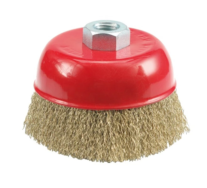 Drótkefe korong sarokcsiszolóhoz - rézszálas fazékkefe M14 menettel