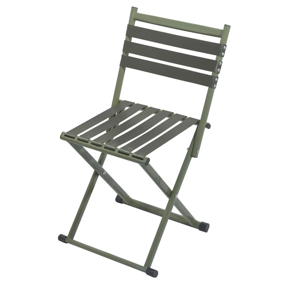 2in1 szék és sámli - háttámlával és háttámla nélkül használható, összecsukható kempingszék fém kerettel - horgász szék 120 kg-ig - khaki