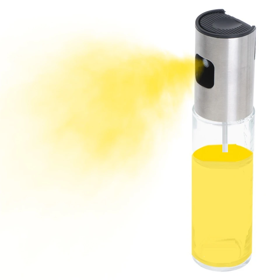 BBQ olaj- és ecetpermetező spray – rozsdamentes acél és üveg, 100 ml – precíz adagolás és stílusos dizájn