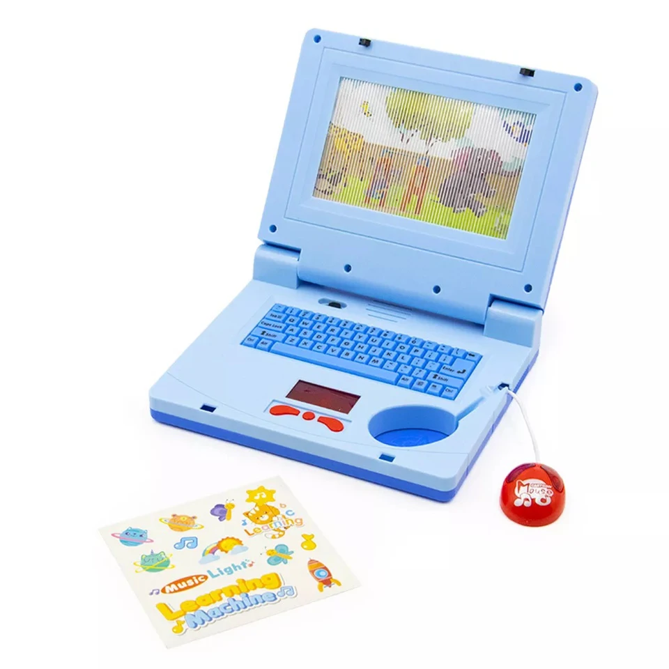 Készségfejlesztő játék laptop kisfiúknak- mozgó képernyővel, zenével és fényhatásokkal - kék