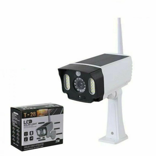 T-28 napelemes, mozgásérzékelős álkamera LED reflektorral, időjárásálló kivitelben - MSK