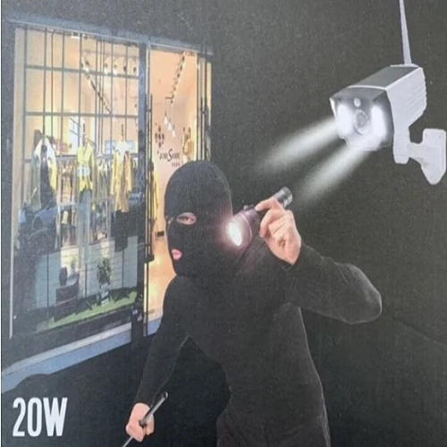 T-28 napelemes, mozgásérzékelős álkamera LED reflektorral, időjárásálló kivitelben - MSK