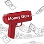 Money gun - piros színű elektromos pénzkilövő pisztoly 100 db játék bankjeggyel - esküvőre, bulira, fotózáshoz