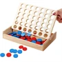 Fából készült táblás ötödölő társasjáték 42 koronggal - készségfejlesztő, logikai társasjáték
